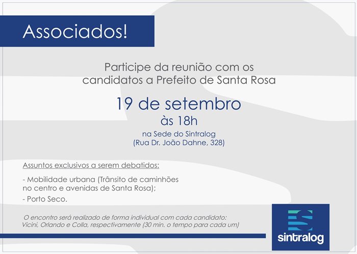 CONVITE: Encontro com candidatos a Prefeitura Municipal de Santa Rosa